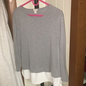 Mixed-media long sleeve shirt